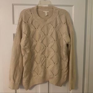 Cream colored crochet detailed sweater
